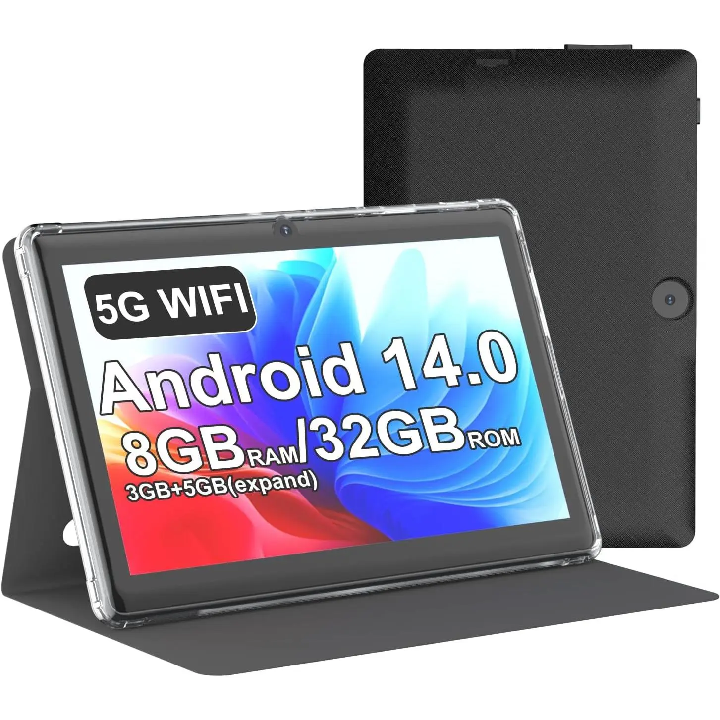 [Autumn Sale] 7-Inch Android 14.0 Tablet with Protective Case, 3GB RAM+32GB ROM, IPS Screen, Dual Camera, Bluetooth 5.0, Dual WiFi, 3000mAh Battery, Android Phone Compatible (Black)