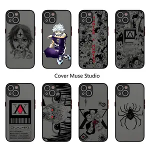 Hunter x Hunter Anime Phone Case for iPhone 17 16 15 14 13 12 11 Pro Max, HxH Killua Kurapika Phantom Troupe Spider Matte Frosted Translucent Cover, Skin-Feel Shockproof Hard PC Shell with Red Accent Buttons