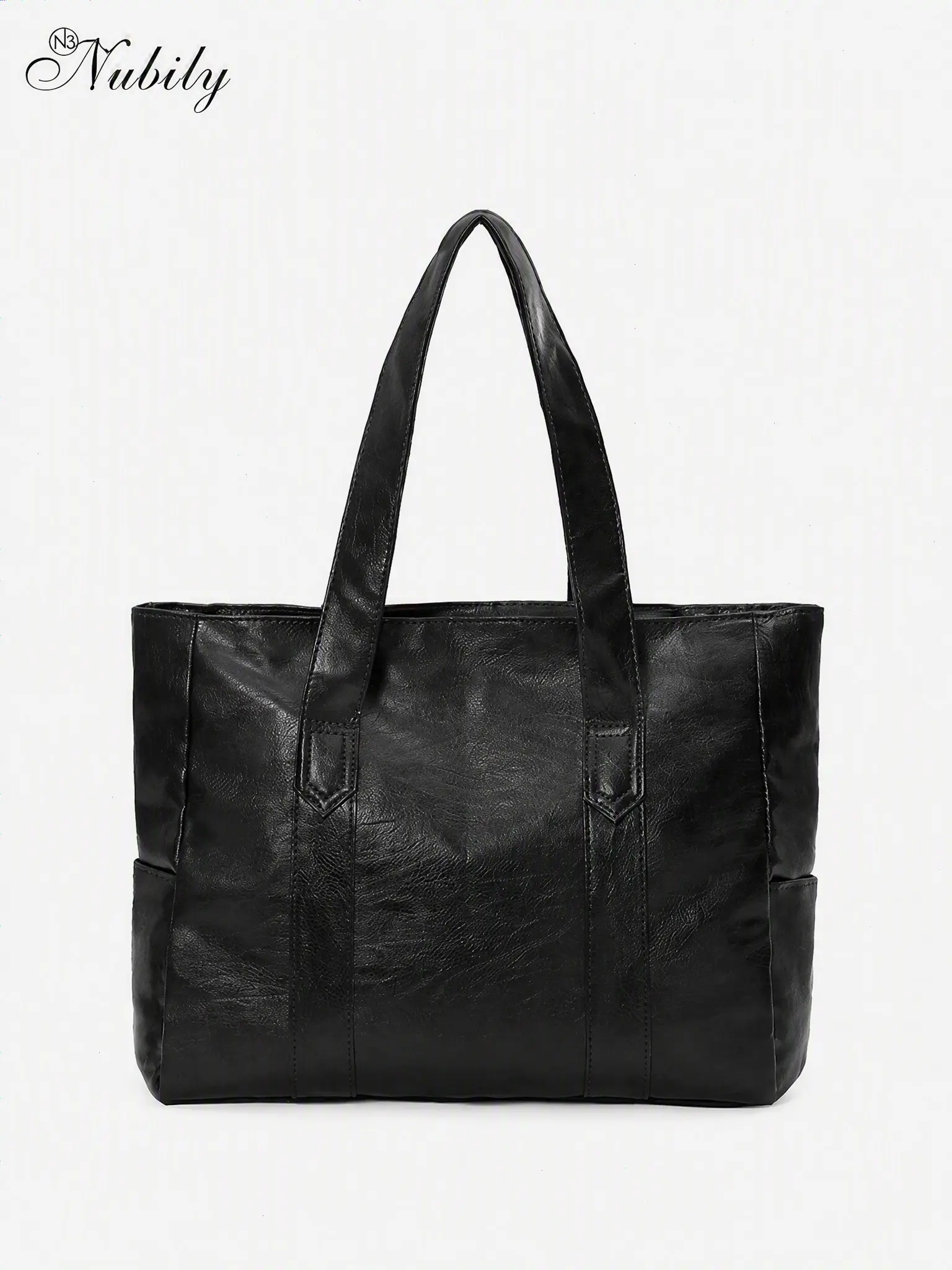 Women PU Leather Tote Bag, Large Capacity Work Shoulder Bag, Waterproof Office Handbag, Fits 12.9 Inch Tablet, Lightweight Daily Purse