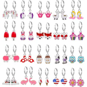 20 Pairs Hypoallergenic Earrings for Girls Cute Dangle Earrings with Mini Hoop Earrings for Teen Girls
