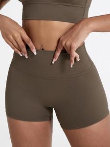 women's solid high waist sports athletic shorts, gym shorts, high stretch yoga bottoms, ladies sportswear for indoor outdoor fitness wear, activewear, fitness summer bottoms