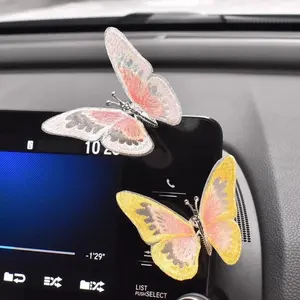 2026 New Dynamic 3D Flowing Butterfly Car Dashboard Decor, Colorful Stress Relief Auto Ornaments, Stylish Console Interior Decoration Set summervibes