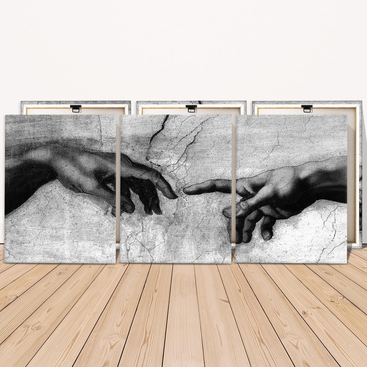 Wooden Framed Canvas Painting, 3 Counts/set Hand Pattern Wall Art, Modern Art Wall Decoration, Home Decoration Canvas Prints Poster, Solid Wooden Frame, Artistic, Universal Aesthetic