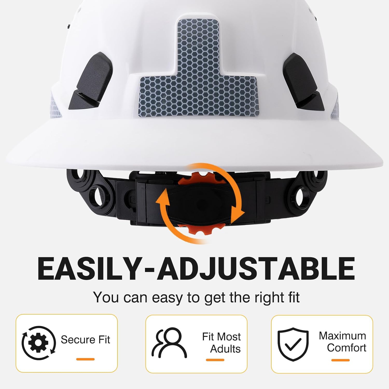 Full Brim Hard Hat Vented Hard Hat Cascos De Construccion Adjustable Cool Vent Work Hard Hat for Men Women with Reflective Stickers