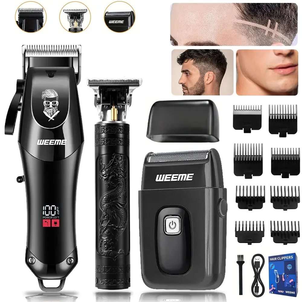 Professional Wireless Men's Haircut Kit 3-In-1, USB Rechargeable Trimmer and Beard Clipper Set, Convenient and Efficient Grooming Tools