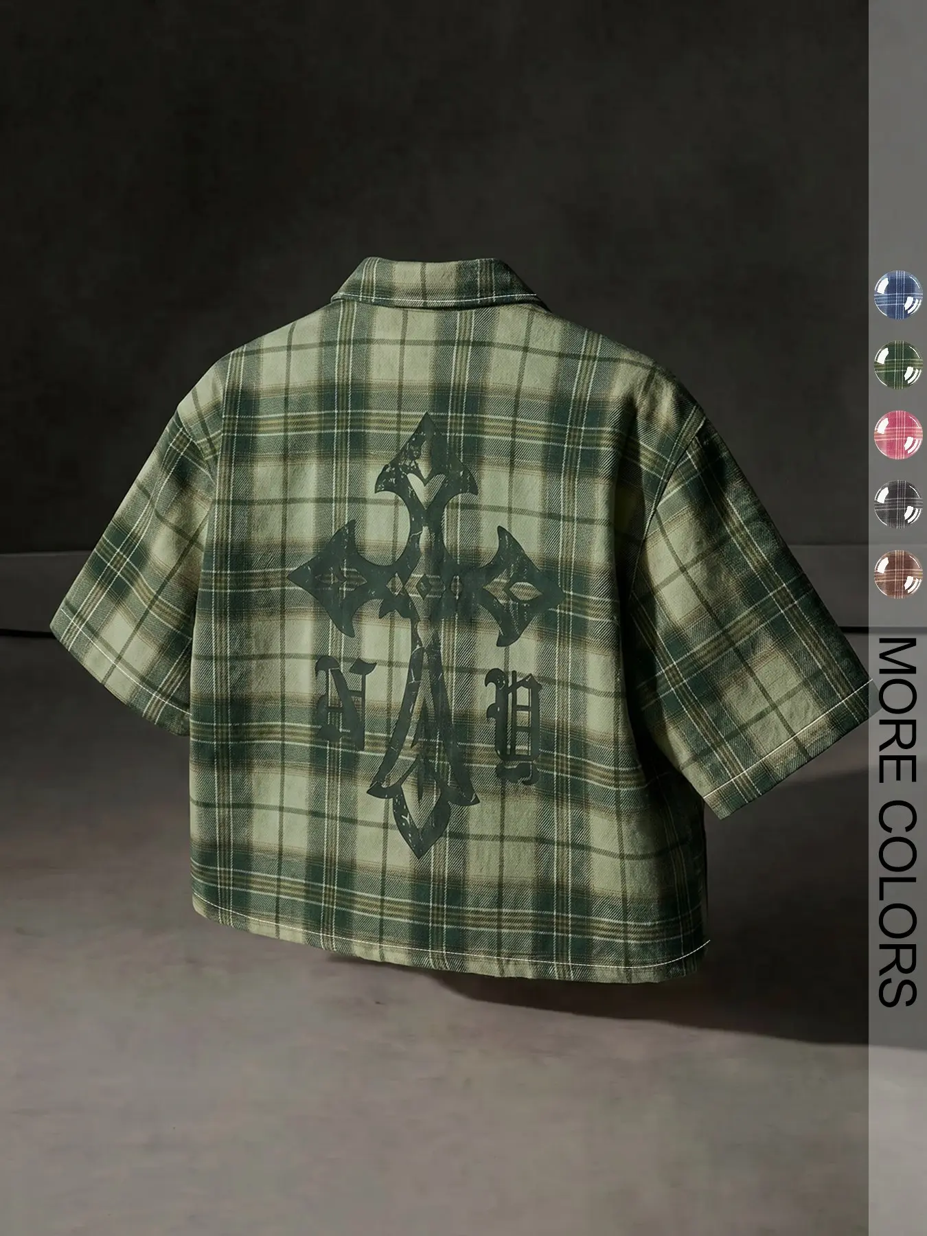 Men's Multi-Color Plaid Shirt, Casual Letter Print Top, Cross Stitch Design, Comfortable Streetwear, Simple Outdoor Fashion, Trendy Striped Blouse