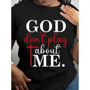 Unisex "God Don't Play About Me" Christian T-Shirt, Regular Fit Knitted 100% Cotton Short Sleeve Top, Religious Faith Statement Gift Mii Need Cigarette Cool Meme Graphic Atomic Washed Oversized Men's Long Waffle Henley