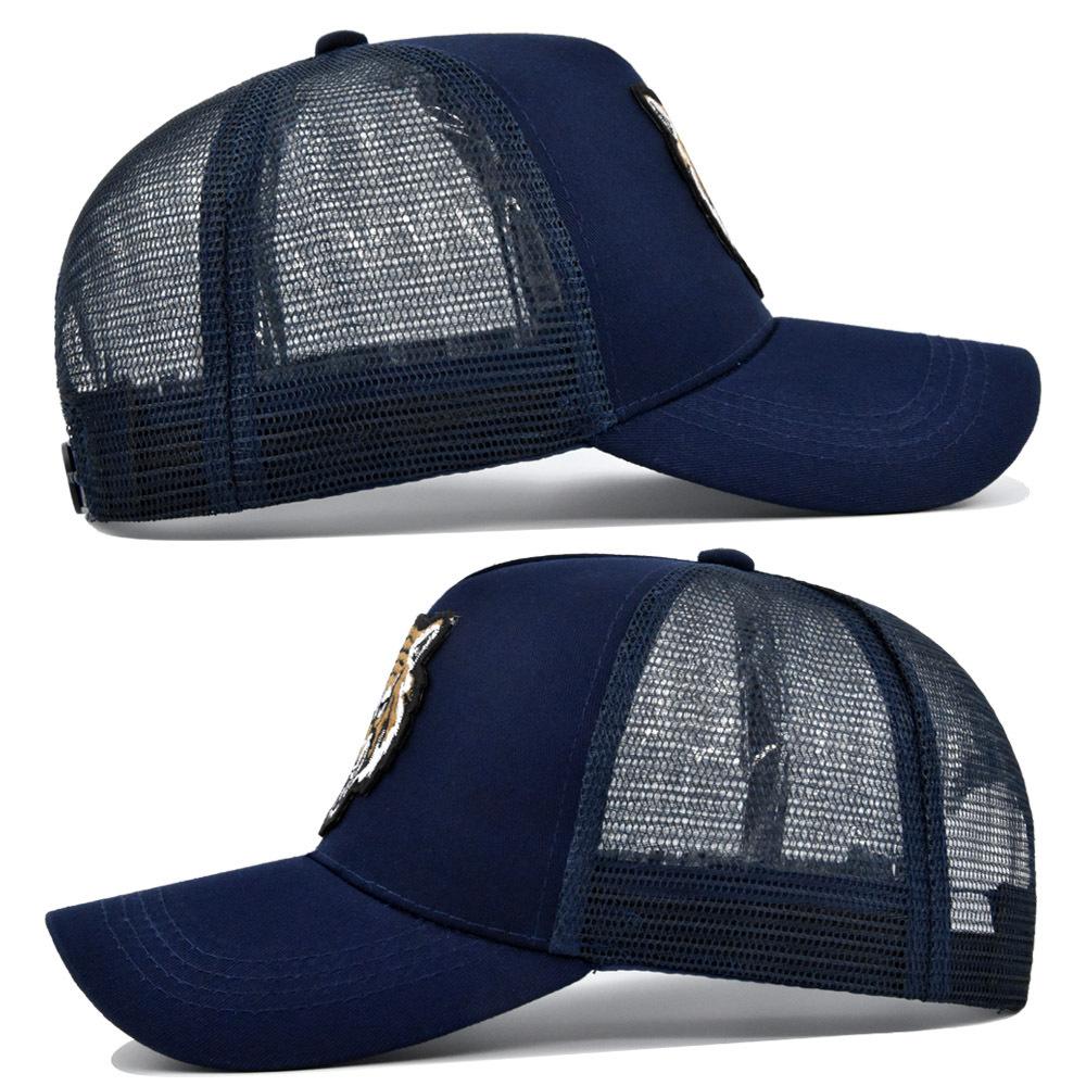 Embroidered baseball cap with tiger head embroidery, duckbill cap, mesh cap, personalized embroidered curved brim sun hat