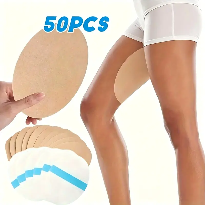 50pcs Invisible Anti-Scratch Thigh Pads, Self-Adhesive, Sweat-Absorbent, Non-Slip, Breathable, Ultra-Thin, Ideal for Dresses, Shorts, Sports, Summer, Travel