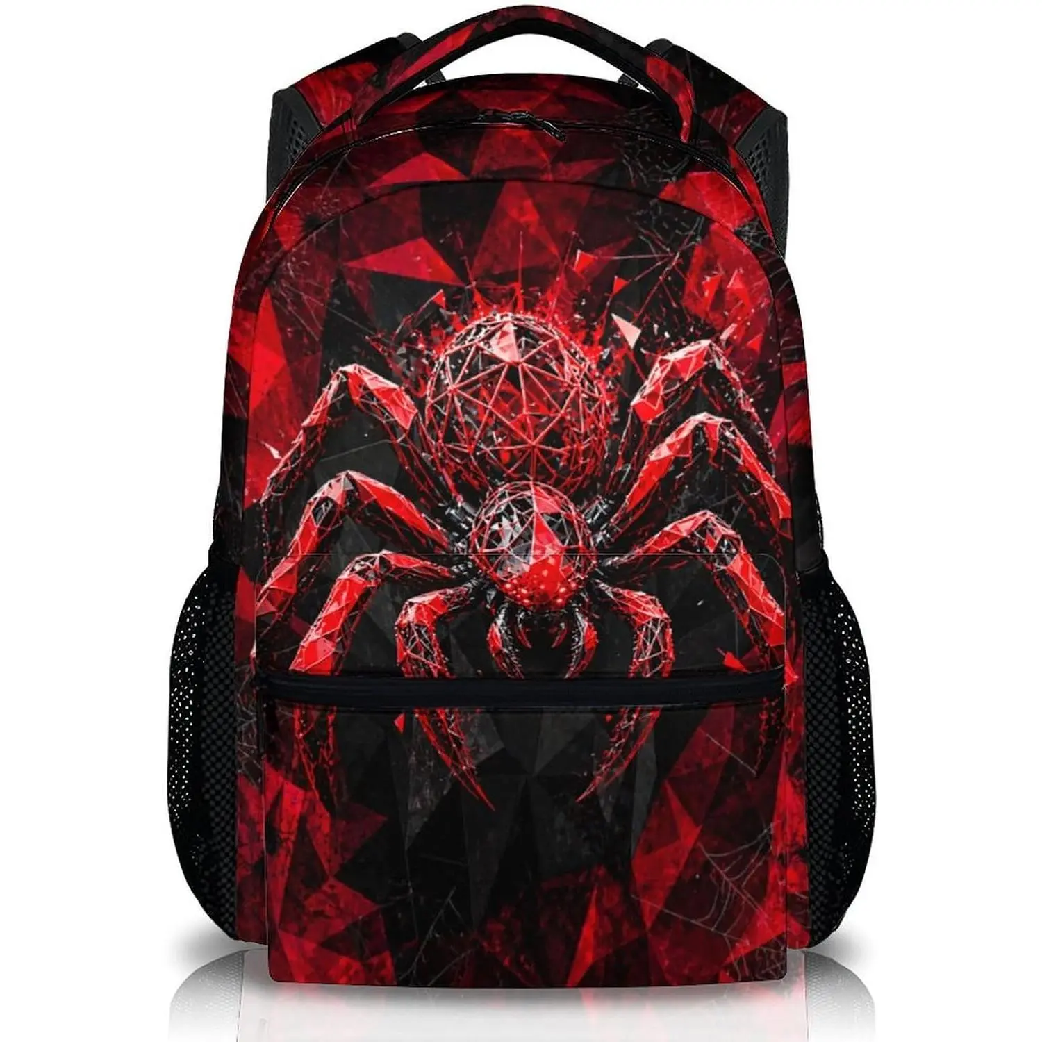 Spider Backpack for Boys, Cool Geometric School Backpack for Kids Red Bookbag for School Travel
