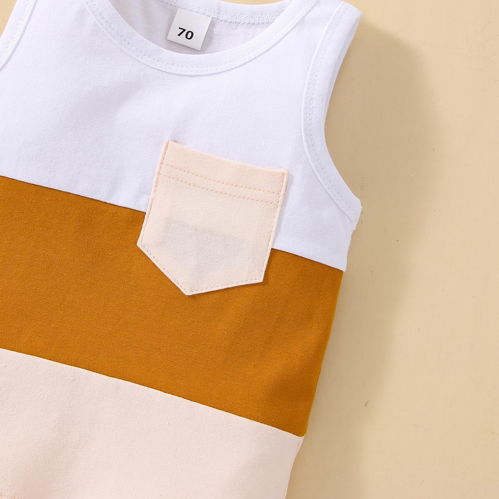 Toddler Baby Boy Summer Suit Waffle Knit Sleeveless Patchwork Crew Tank Tops White Straps Short Pants Beach Outfits Summer Clothes