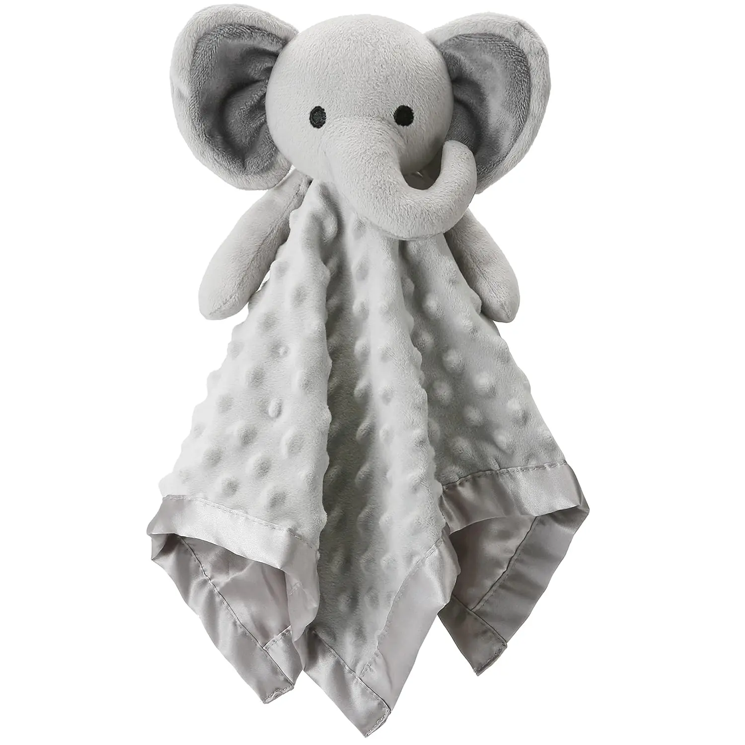 Unisex Solid Animal Shape Soft Security Blanket - 16 in Infant Snuggle Stuffed Toy, High Softness Baby Boy Gift for Infants & Toddlers, Gray New Model