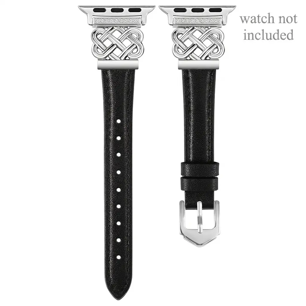 Ultra-thin leather strap compatible with Apple Watch Series 9/8/7/6/5/SE/4/3/2/1 Ultra/Ultra 2, Smartwatch accessories, suitable for iWatch 49MM, 42MM, 44MM, 45MM, 40MM wristbands, features an interlocking buckle for women's straps (Band Only)
