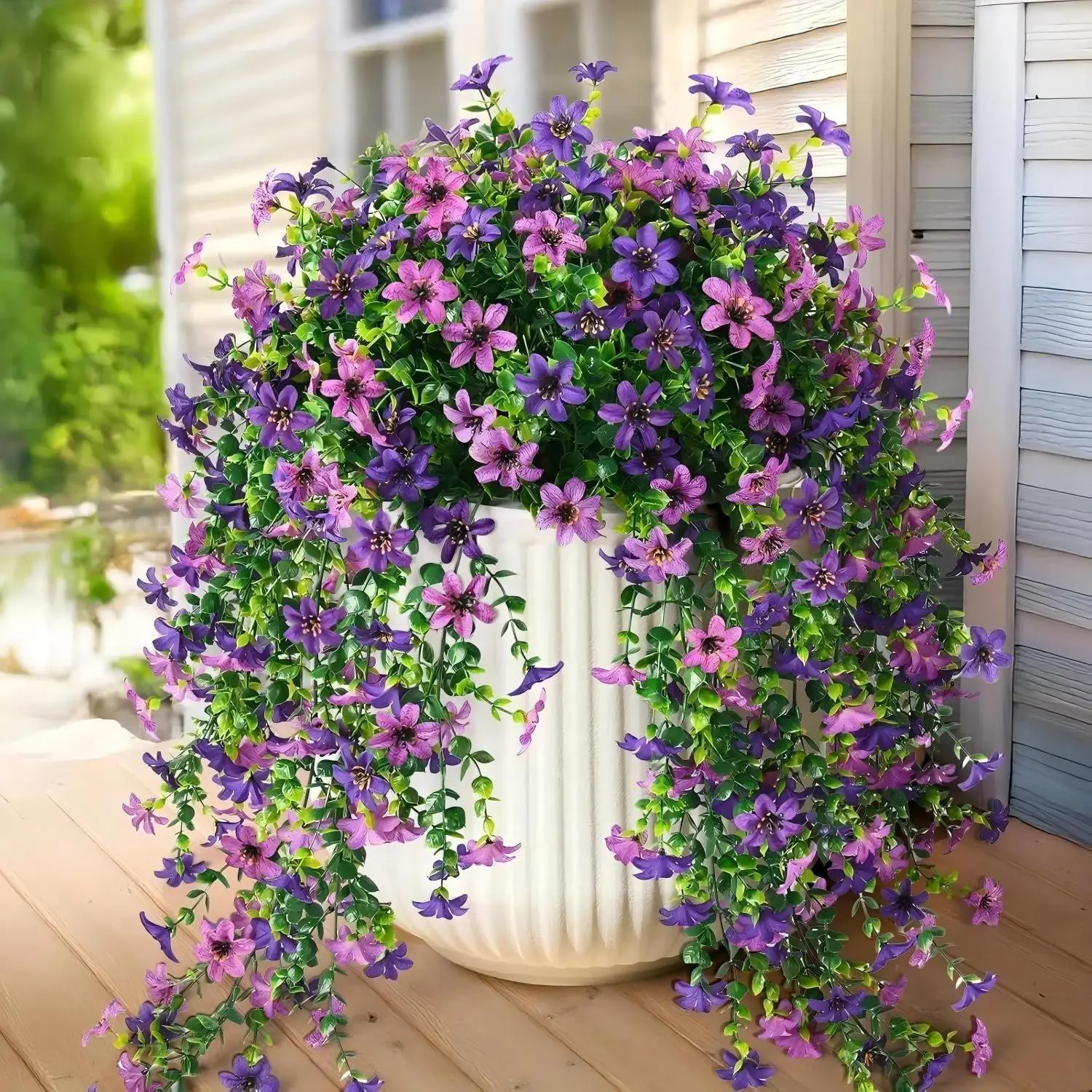 6-Pack Outdoor Artificial Decorative Hanging Six Ear Orchid Flowers, Bright Long-Lasting Colors, Indoor & Outdoor Decoration, Garden & Window Sill Decor