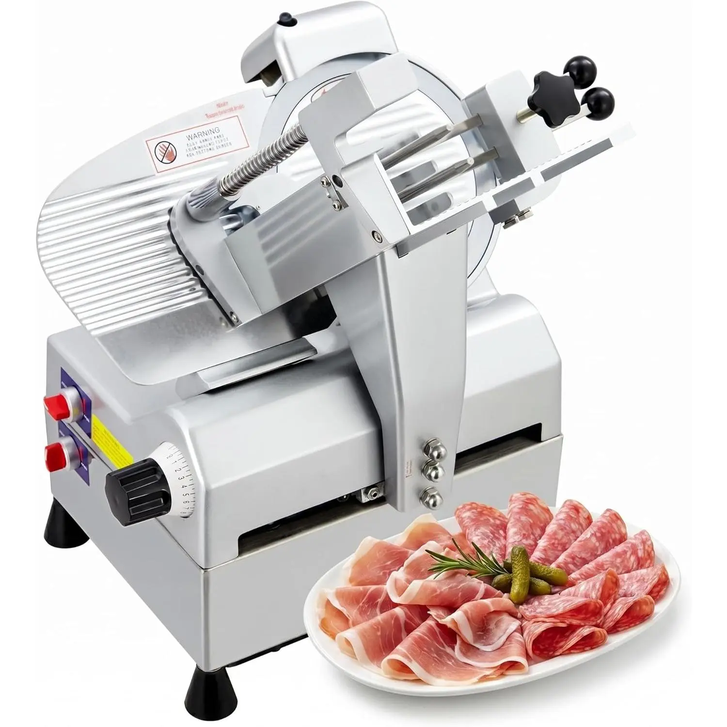 Automatic Meat Slicer – Electric Food Slicer with Dual Motor, 0-16mm Adjustable Thickness, Stainless Steel Blade – Commercial Meat Slicer for Home Kitchen, Deli, Restaurant, BBQ, Sandwich Prep