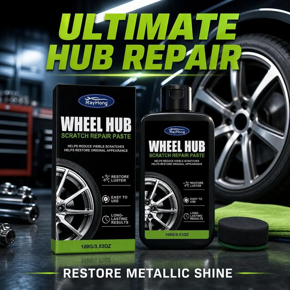 Wheel HUB Scratch Care Gel, Aluminum Alloy Wheel Cleaning Polish Brightening, Covers Minor Scratches, Antioxidant Anti-Corrosion, DIY Car Beauty Kit