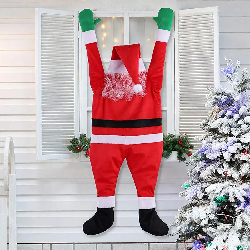 1pc Christmas Hanging Santa Claus, Outdoor Decoration for Gutter, Roof, Chimney, Tree, Porch, Festive Holiday Ornament