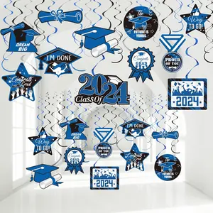 Graduation Party Decorations, Congrats Grad Hanging Swirl Supplies Graduation Stars Hat Diplomas Foil Ceiling Streamers for 2024 Graduation Party