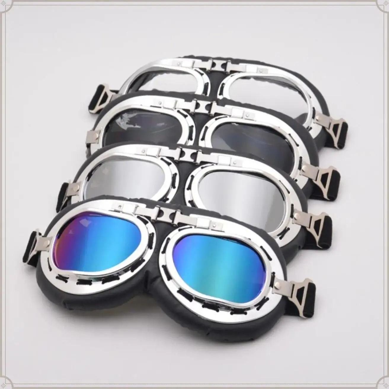 Vintage Pilot-Style Motorcycle Goggles - Windproof, Lightweight, UV Protection, Comfortable Protective Riding Eyewear for Style-Conscious Individuals, Everyday Errands, Urban Outings, Walking, Beach Days