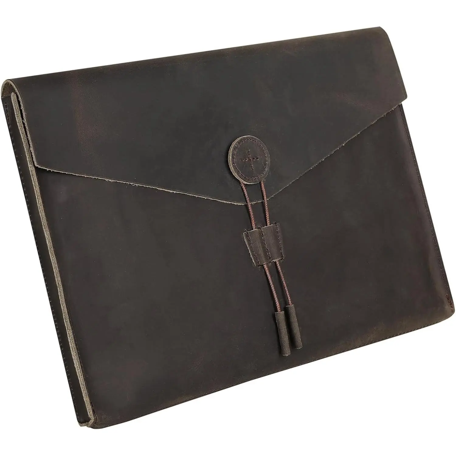 Genuine Leather Envelope Document Holder， Leather File Folder Organizer，Envelope Document Holder, Personalized Folio Laptop Sleeve Case for 14" Laptops