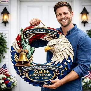 Patriotic Bald Eagle Wooden Medal - America 250th Anniversary Collectible Decor Sign, Vintage Americana Keepsake, Room Accessory for Independence Day Office Display, Room Accessories