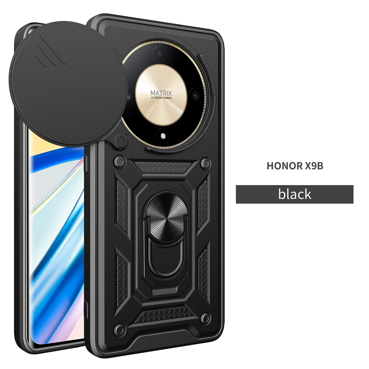 Case for Honor Magic 6 Lite/Honor X9B 5G Durable Dual-Layer Shockproof, Adjustable Metal Ring Stand, Camera Lens Cover, Anti-Slip Grip for Honor Magic 6 Lite/Honor X9B 5G Case