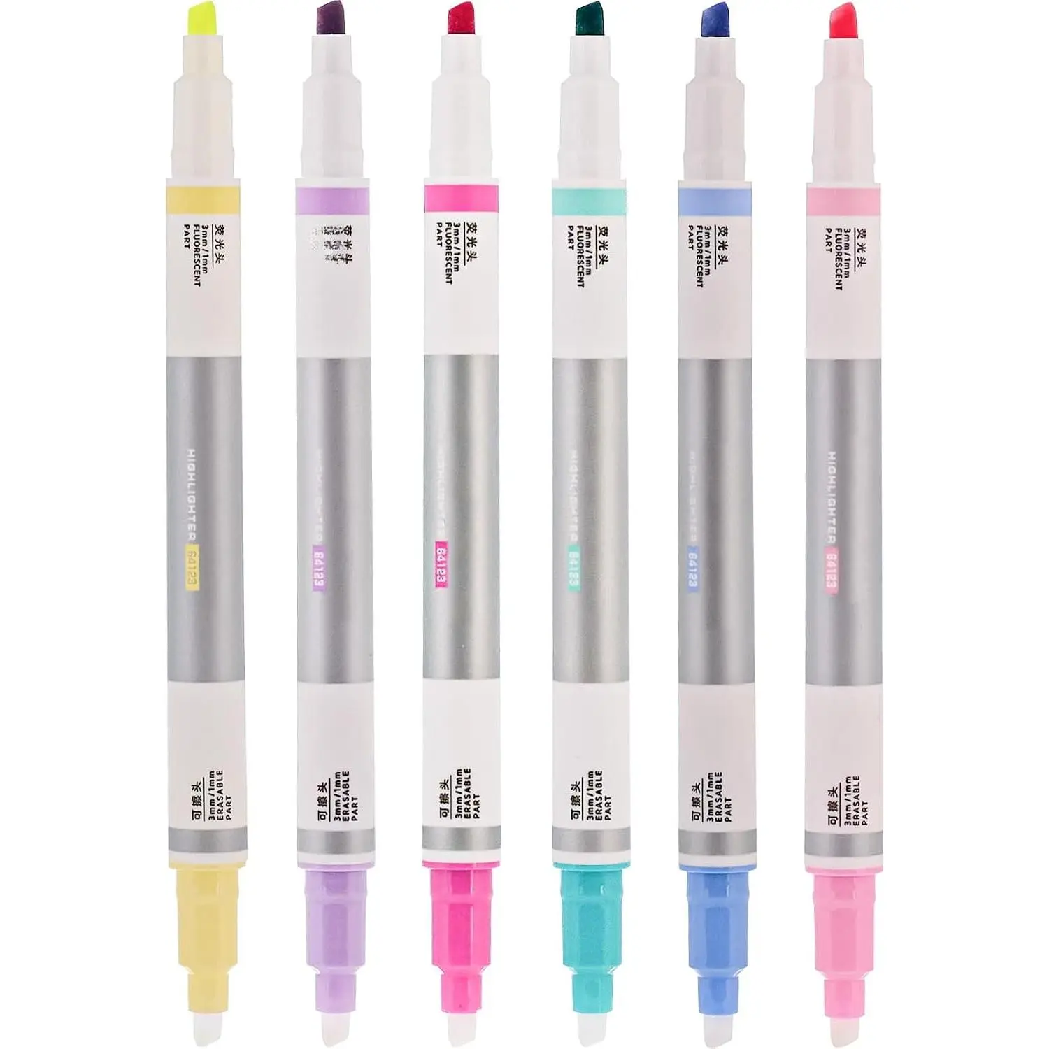 Erasable Highlighters  Colors 6 Count,  Chisel Tip, Smooth Writing, Quick Dry, Office and School Supplies, For Note Taking, Gifts