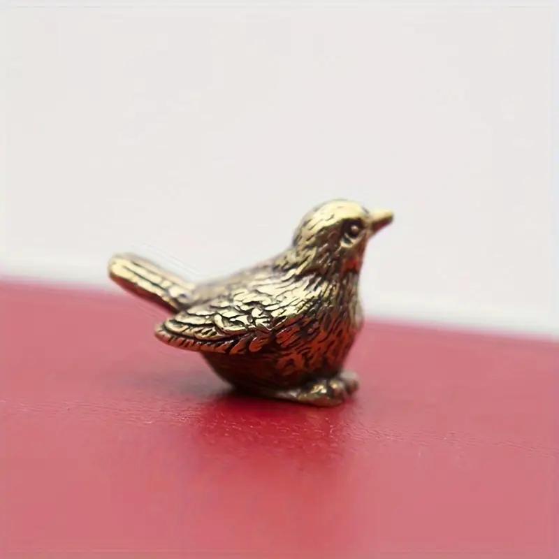 Solid Brass Sparrow Figurine Exquisitely Detailed Bird Craft Vintage Tea Pet Ornament Suitable For Indoor And Outdoor Display Ideal Decor For Tea Table Home And Office With Classic Metal Artistry