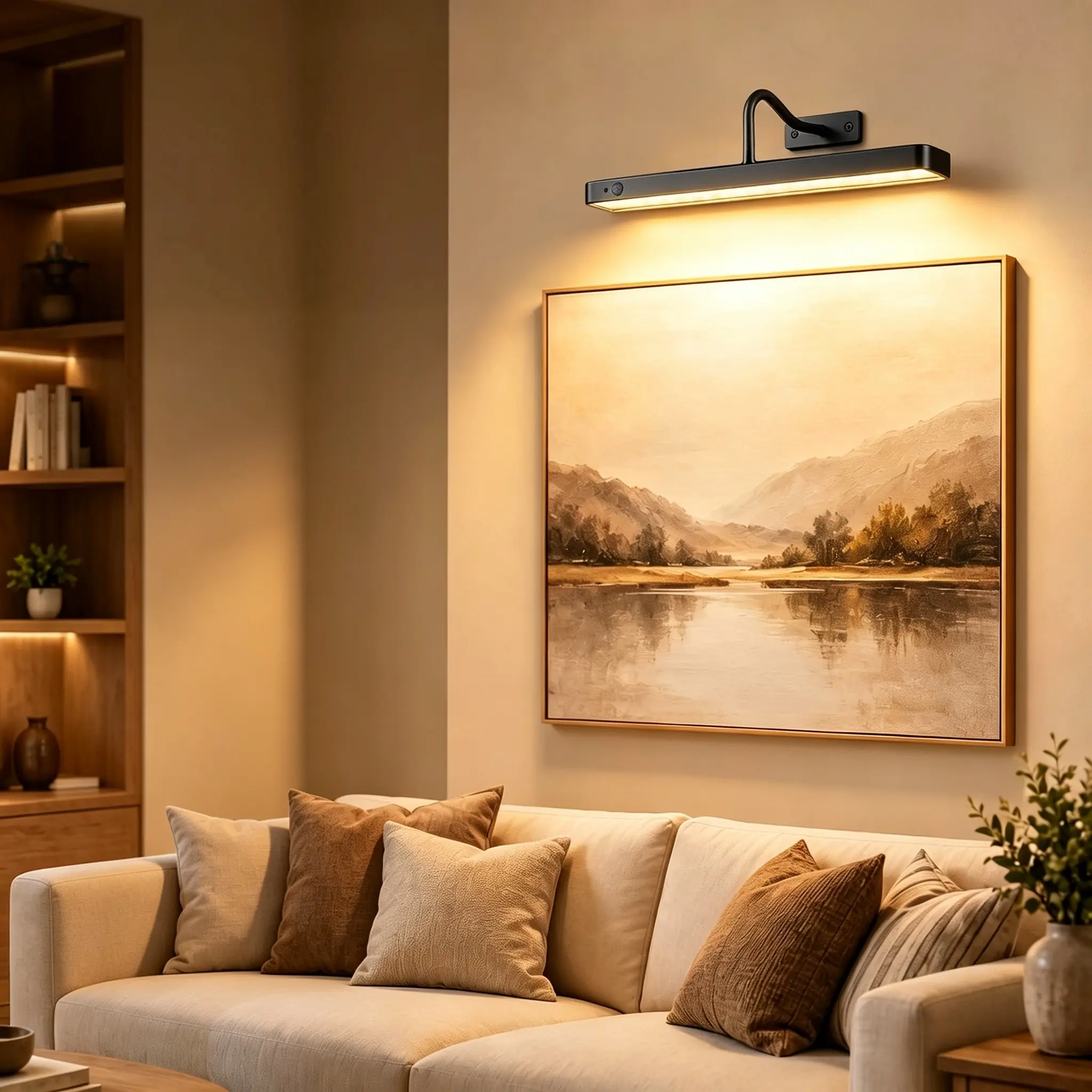 USB Rechargeable Picture Light with Remote, Dimmable and Timer, 3 Modes Art Display Lamp for Portraits and Wall Murals Decor