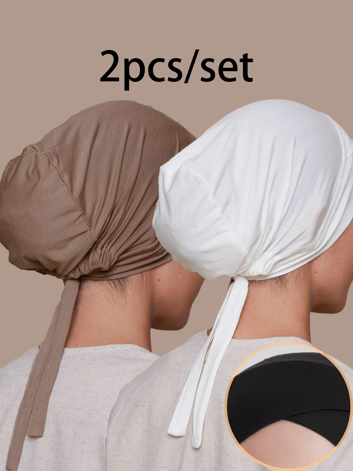 Women's Fashion Turban Hat Set, Adjustable Elastic Hijab Cap, Breathable Material, Suitable for All Seasons