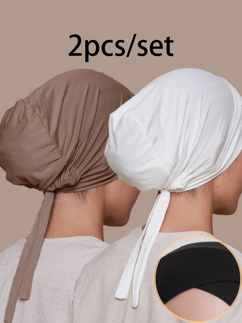 Women's Fashion Turban Hat Set, Adjustable Elastic Hijab Cap, Breathable Material, Suitable for All Seasons