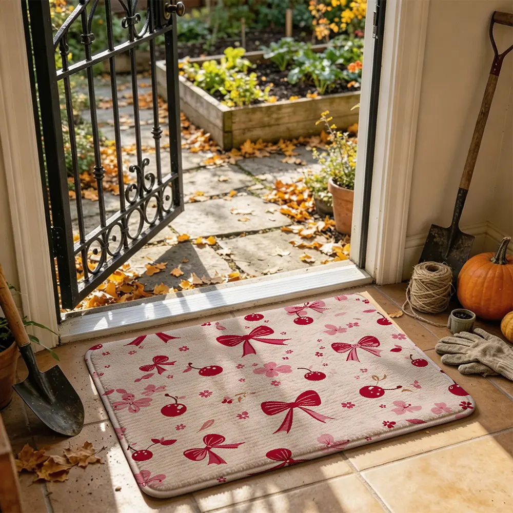 Preppy Pink Bow Doormat, Coquette Aesthetic Floor Rug for Porch, Welcome Door Mat Non-Slip Floor Mat, for Stylish Bedroom Bathroom Decor Bathroom & Home Entrance