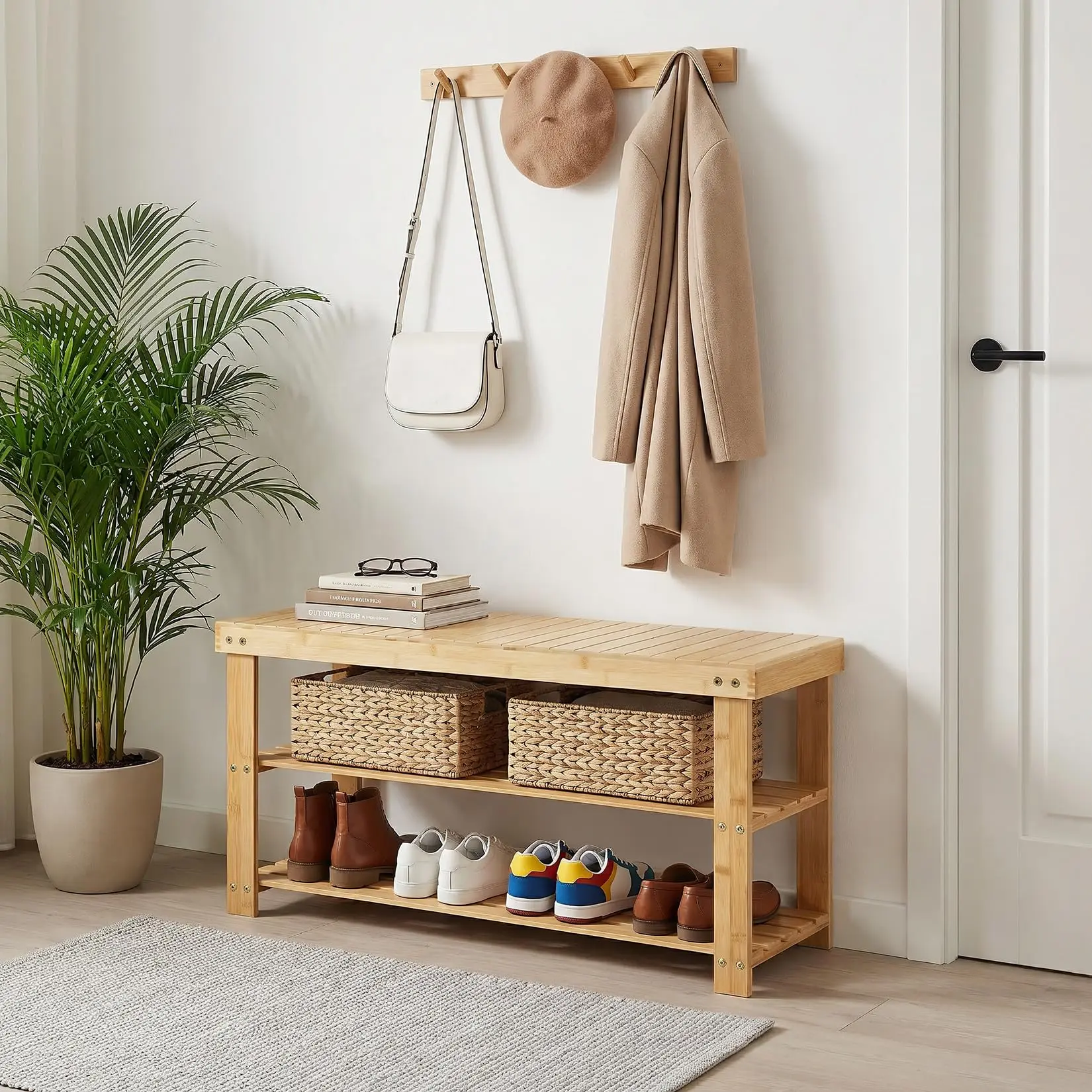 Garvee Shoe Rack Bench: Durable and Stylish Storage Solution with Convenient Seating for Entryways, Bedrooms, and Closets, Perfect for Organizing Shoes Efficiently