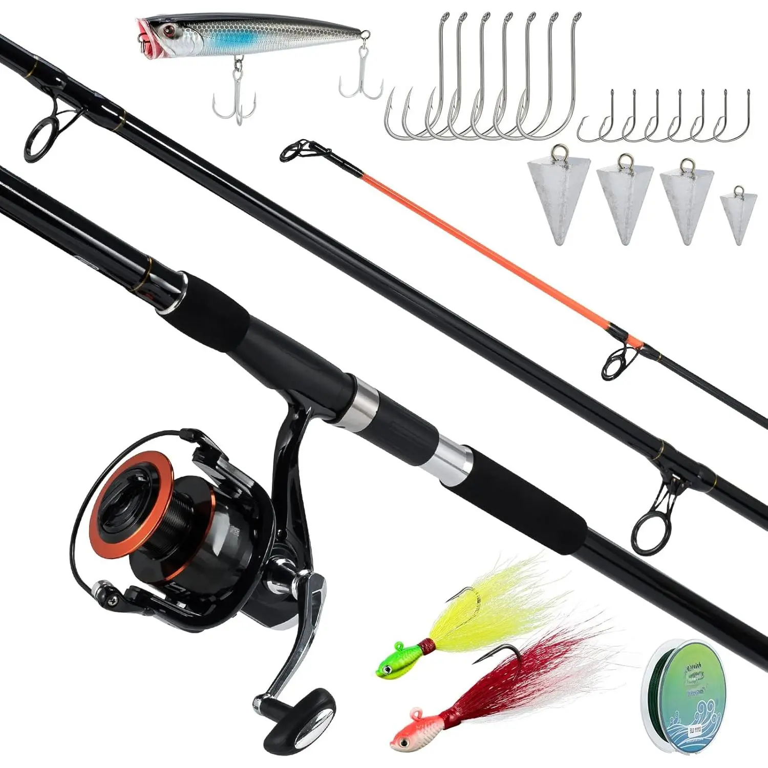 Surf Fishing Rod and Reel Combo - 12ft Saltwater Surf Rod, 8000/9000 Spinning Reel with 9+1 BB, Offshore Gear Kit (Trending Products, Fast Shipping, Affordable Prices, Easy Support, High-Quality Items)