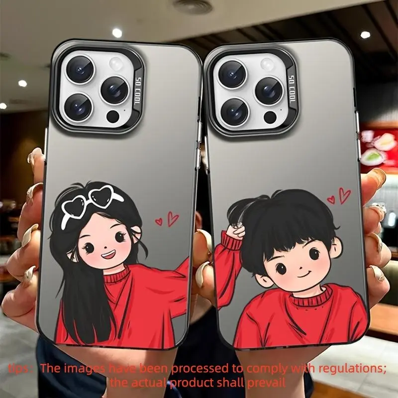 Cute Cartoon Couple Phone Cases - Compatible with iPhone 16/15/14/13/12/11/X/8/7 Series - Perfect Matching Gift for Couples, Him & Her