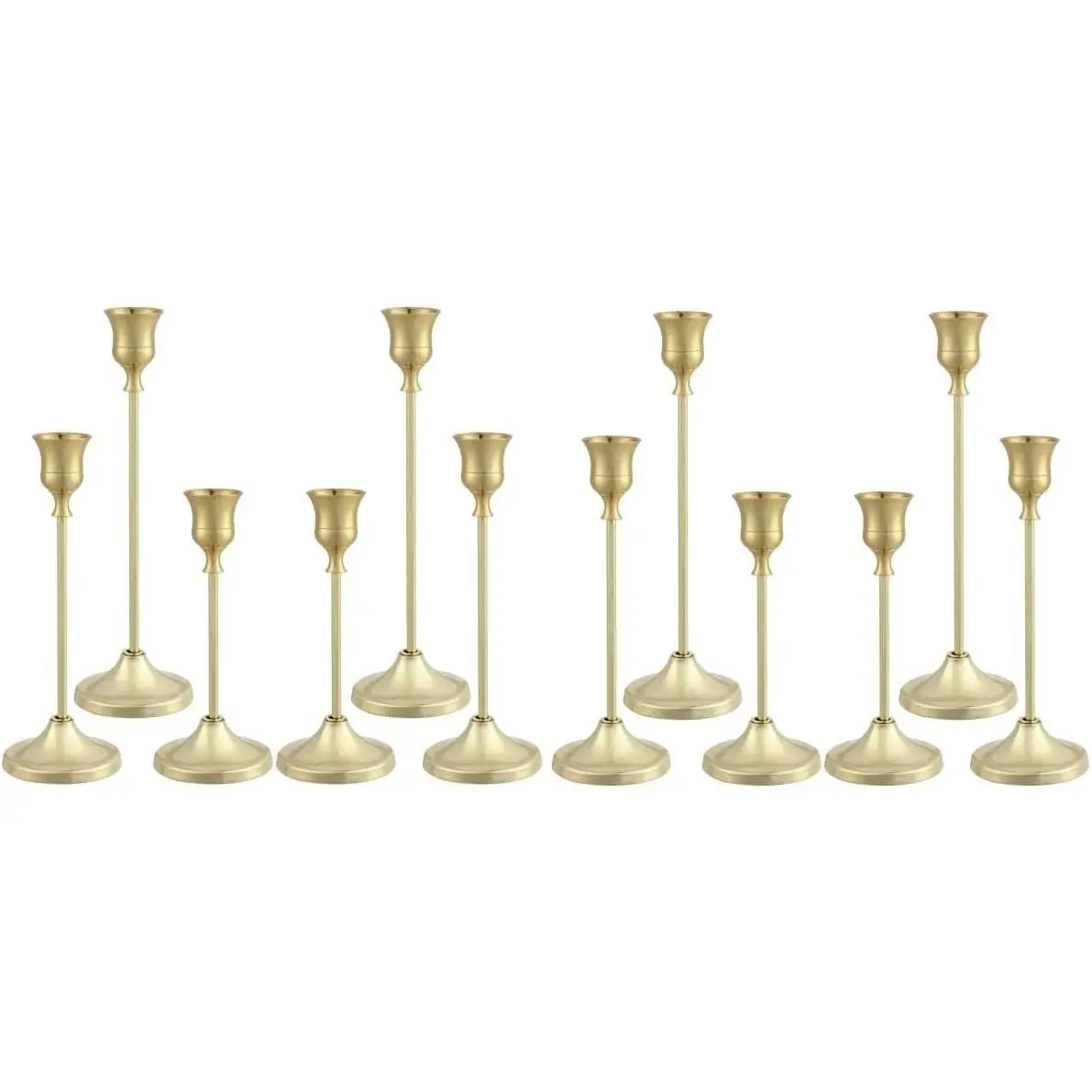 Candlestick Holders 4 Sets(12 Pcs), Gold Candle Holders with Anti-Slip Pad, Metal Taper Candle Holder, Candle Holder for Wedding Fireplace Mantel Housewarming Gift