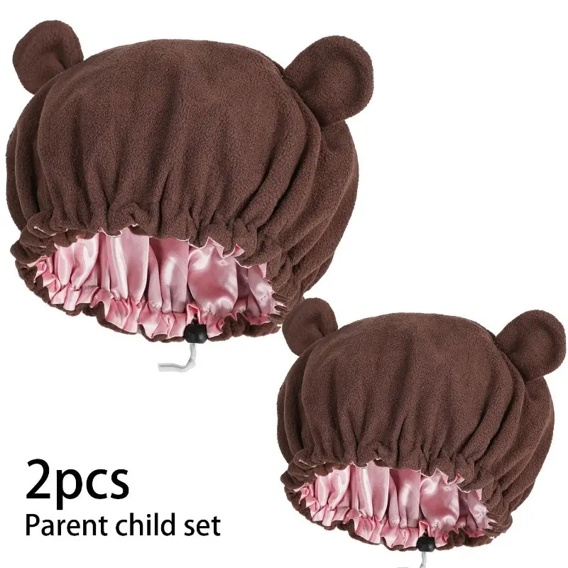 Adults' 2pcs Fashion Plush Sleep Hat Set - Cute Bear & Devil Ears, Warm Cozy Nightwear for Chilly Nights, Restful Nights, Gentle On Skin