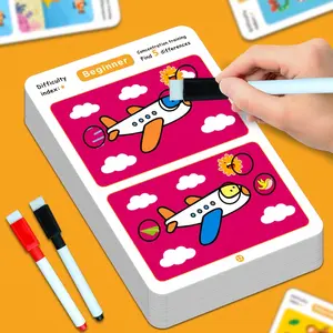 TALK Find the Difference Game Cards, Focus Training Cards, Fun and Educational, Great Post-dinner Games, Erasable and Reusable, Designed with Progressive Difficulty Levels, Cultivate Patience and Attention to Detail, Very Suitable
