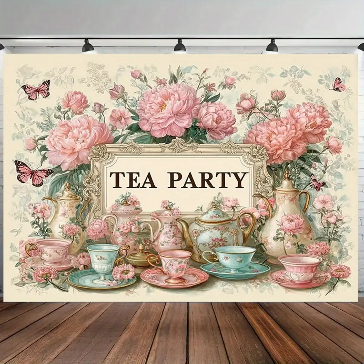Lightweight Elegant Floral Tea Party Backdrop Banner - Vintage Flower Wall Hanging Tapestry for Wedding, Birthday Decor, Room Decoration, Gift (Home Supplies)