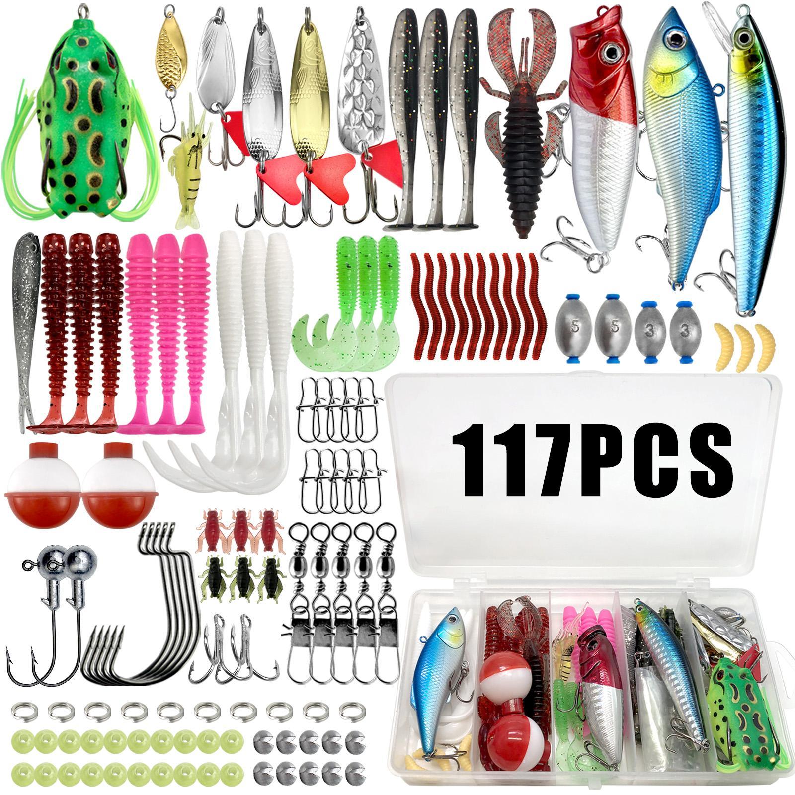 Artificial Fishing Lure Kit, Fishing Gear Set, 85, 117, 157, 198 or 375-Piece Fishing Lure Set with Spoon Lures, Soft Plastic Worms, Crankbait Jigs and Fishing Hooks #GLOBAL PICKS