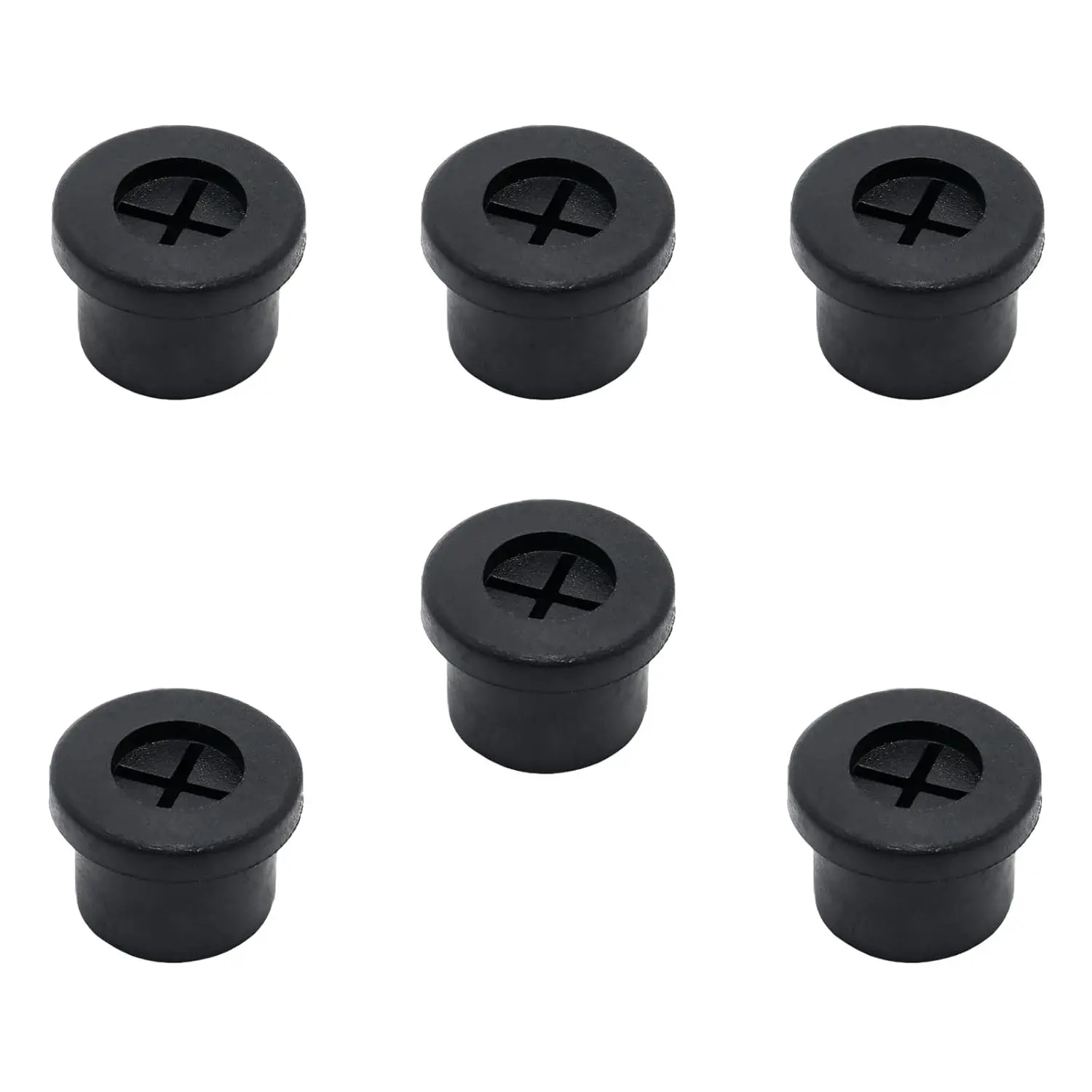 Black Cable Cord Grommets (6 Pcs, 12mm/1/2 Inch) - Rubber Desk Grommets, Wire Organizer That Fits Furniture for Table, Computer Desk, TV Console, Grommeted