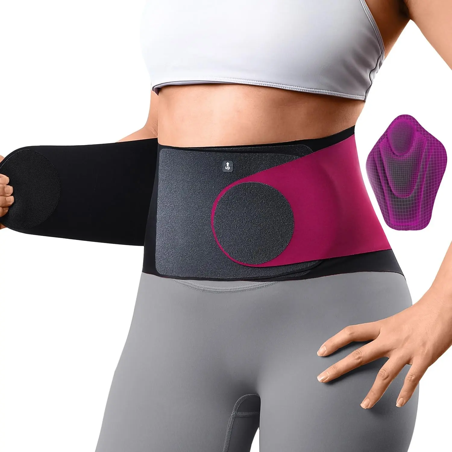Ultra Thin Back Brace for Women Men, Seamless Yoga Fabric for All Day Comfort, Slim-Fit Wear under Clothes, Removable Lumbar Pad for Lower Back Pain Sciatica Posture Lifting, Rose Size M