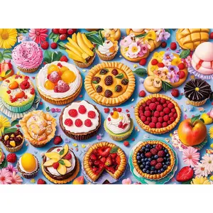 500 Pieces Puzzles for Adults,Large Pieces Candy Dessert Puzzle for Teens Seniors,Colorful Fruit Tart Cupcake Pastry Jigsaw Puzzles,Bakery Food Puzzle for Family Game Nights