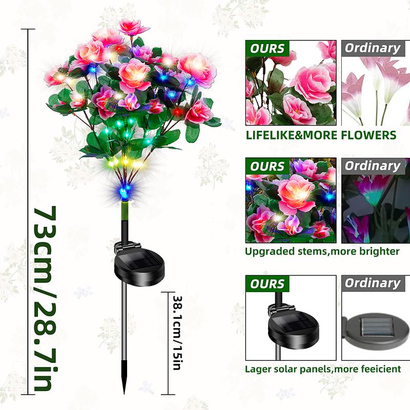 4-Pack Solar Lights, perfect as gifts for mothers. Outdoor waterproof azalea solar lights, solar azalea flower lights, outdoor garden decorations, courtyard outdoor solar lights, Independence Day decorations, and outdoor decorative items.