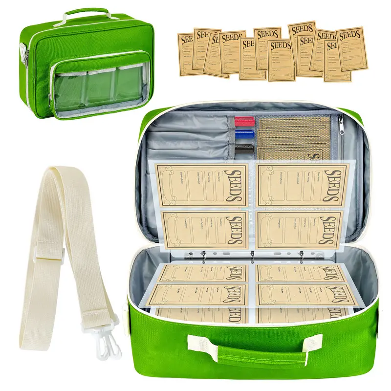 Garden Seed Storage Organizer Bag Multi-pocket Seed Packet Holder With Shoulder Strap Seed Envelopes For Gardening Vegetable Flower Seeds Portable Organizer