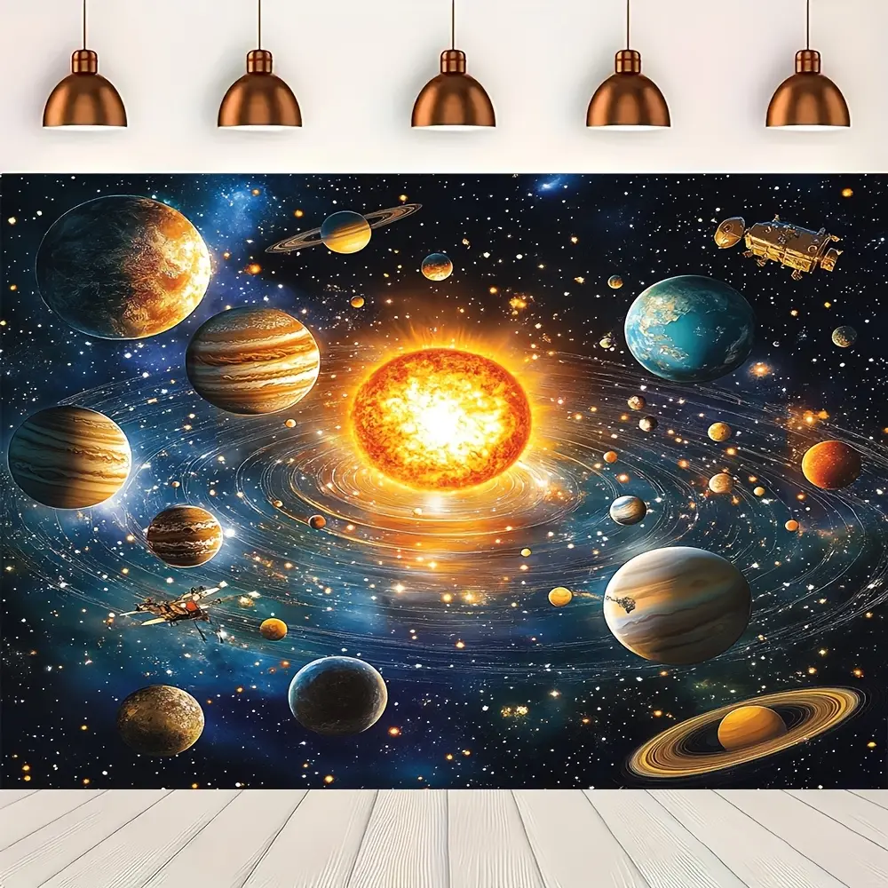 Modern Polyester Galaxy Tapestry, Starry Night Sky Outer Space, Universe Planet Wall Hanging, Durable Photography Background for Home & Office Decor, Party Decoration
