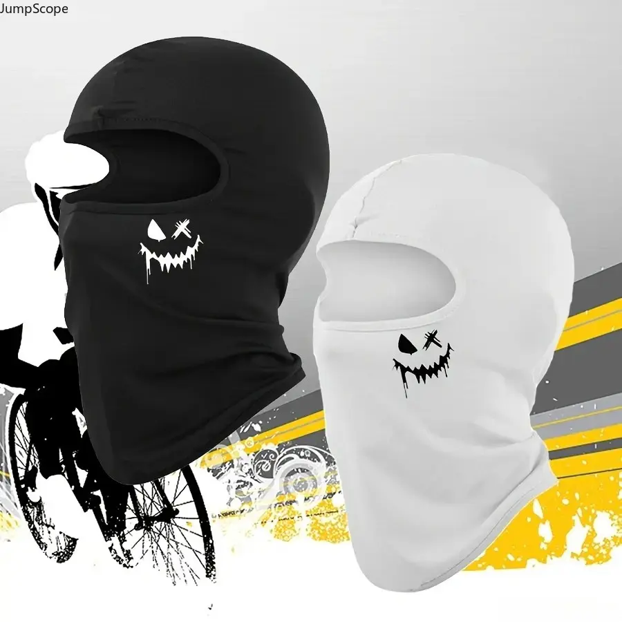 Novelty Print Cotton Balaclava (1-2 Pack), Breathable Full Face Cover for Adults, Stretchy & Wind Resistant with UV Protection for Motorcycle Riding, Full Face Gaiter, Cooling Breath, Motorcycle Face Mask, Elastic Balaclava