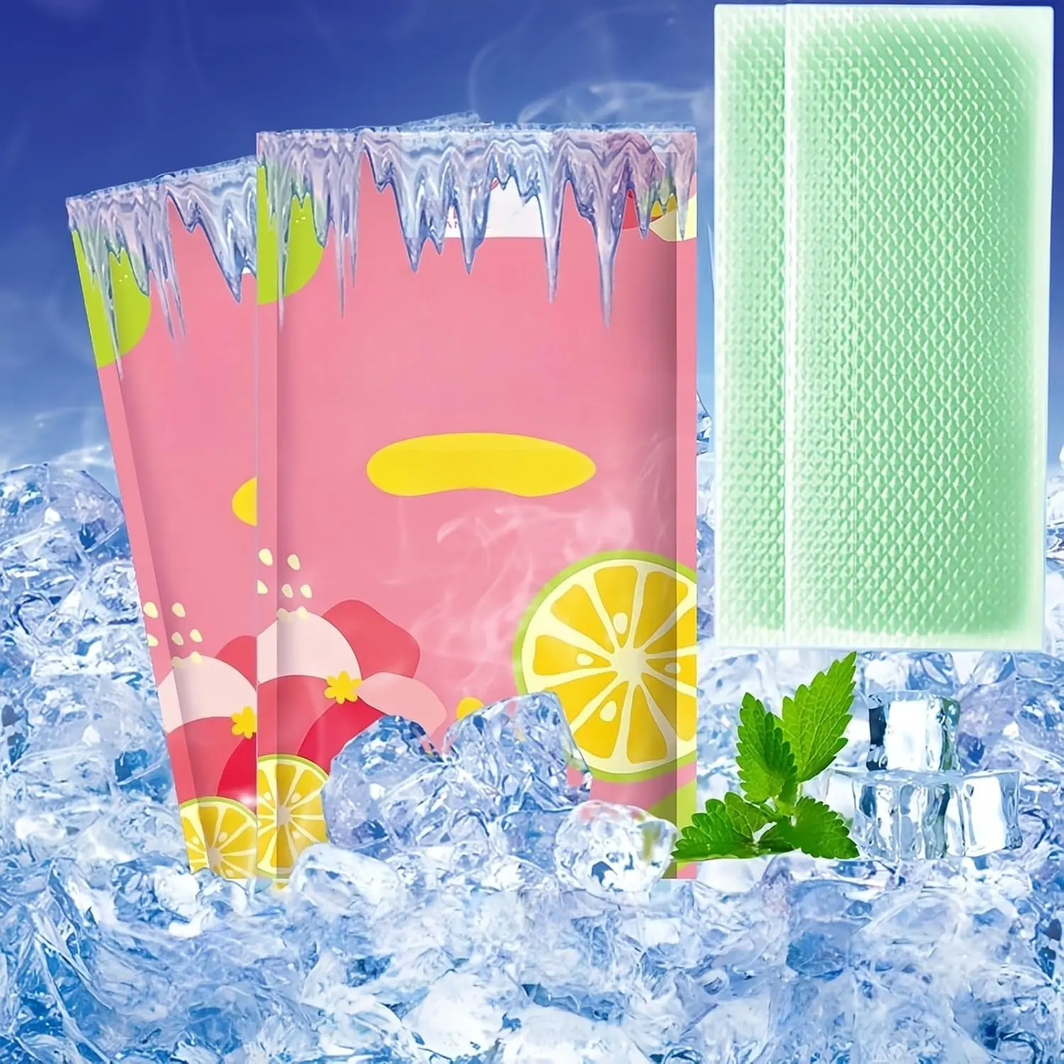 Cooling Gel Patches 20 Pack - 8 Hour Ice Cold Relief  ehead, Neck & Body Watermelon Mint Scented Instant Temperature Drop  Sunburn, Workouts,Hypoallergenic, Non-Irritating & Portable (Green)