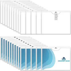 Name Tags with Clips and Printable Inserts Clip  Name Badges Customizable Clear ID Badge Holder with Clips 3" x 4" Horizontal PVC for Meeting Seminar Show Event and Conference(100 Pack)