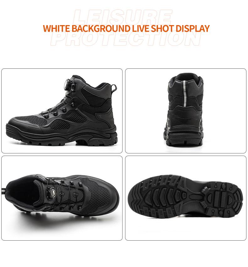 Men's Work Safety Shoes High Top Lace-up Safety Boots, Steel Toe Anti-smash and Anti-puncture Work Safety Boots Comfortable and Breathable Outdoor Sports Shoes Hiking Shoes Large Size Men's Work Shoes Industrial Outdoor Construction Product Model：9195